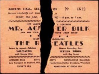Gig ticket for Acker Bilk and The Beatles, Queens Hall