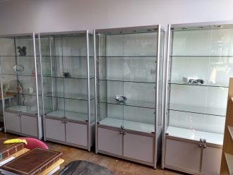 Our new display cabinets ready for filling with artefacts.