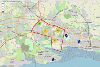 Division of areas between South Benfleet = Benfleet CA and H&TCA by Mark Thrés  | Mark Thrés Sept 2010,  Graphic David Hurrell