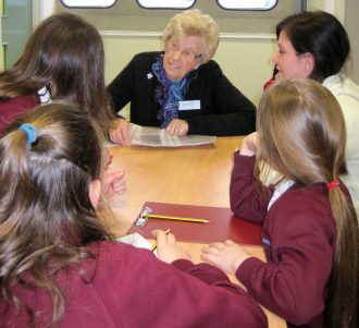 Heather Overall being interviewed in HOFS by children from Hadleigh Junior School | Team Hadleigh 2012