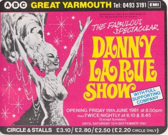 Advert for the Danny La Rue show at the ABC, 1981