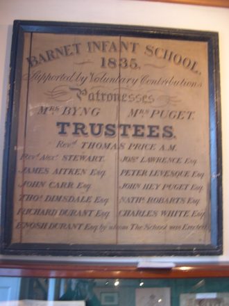 Noticeboard from the Barnet Infant School