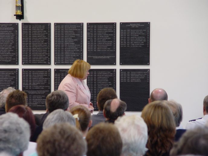 Edwina Hart AM, MBE, Minister for Social Justice and Regeneration, guest of honour addressing the audience.