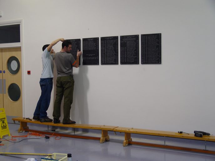 Lasers R Us Staff start erecting the Memorial Plaques