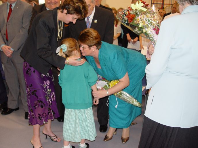 Amy-Leigh Daniel recieves thanks off Janice Gregory AM for Ogmore after presenting her with a bouquet