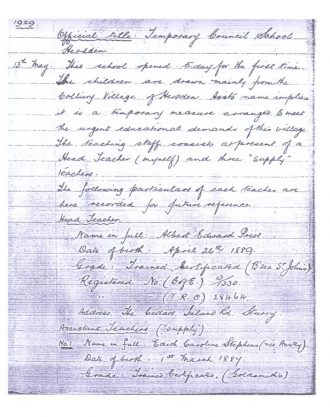 Page one of The School Log Book 1929