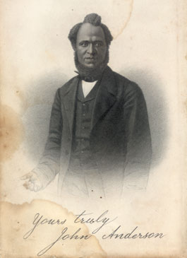 Fugitive American slave John Anderson who lived in Corby in 1861-1862