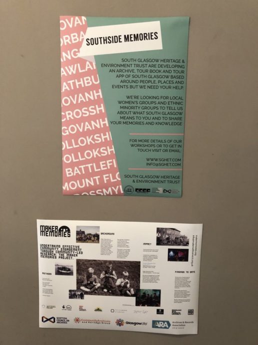 Two posters from South Glasgow Heritage & Environment Trust, and Maker Memories