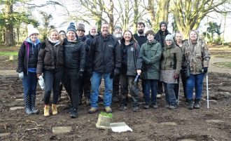 Leavesden volunteers in the cemetery | Image courtesy of Leavesden Hospital History Association